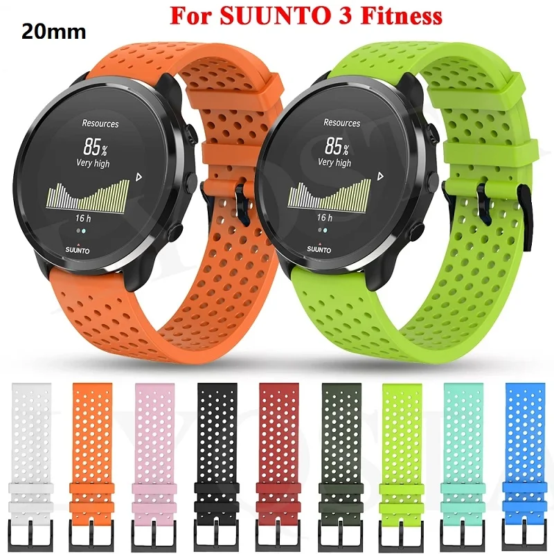 New 20mm Strap Soft Breathable Silicone Strap for Suunto 3 Fitness Sport Smart Watch Bracelet for Suunto3 Fitness Correa Strap