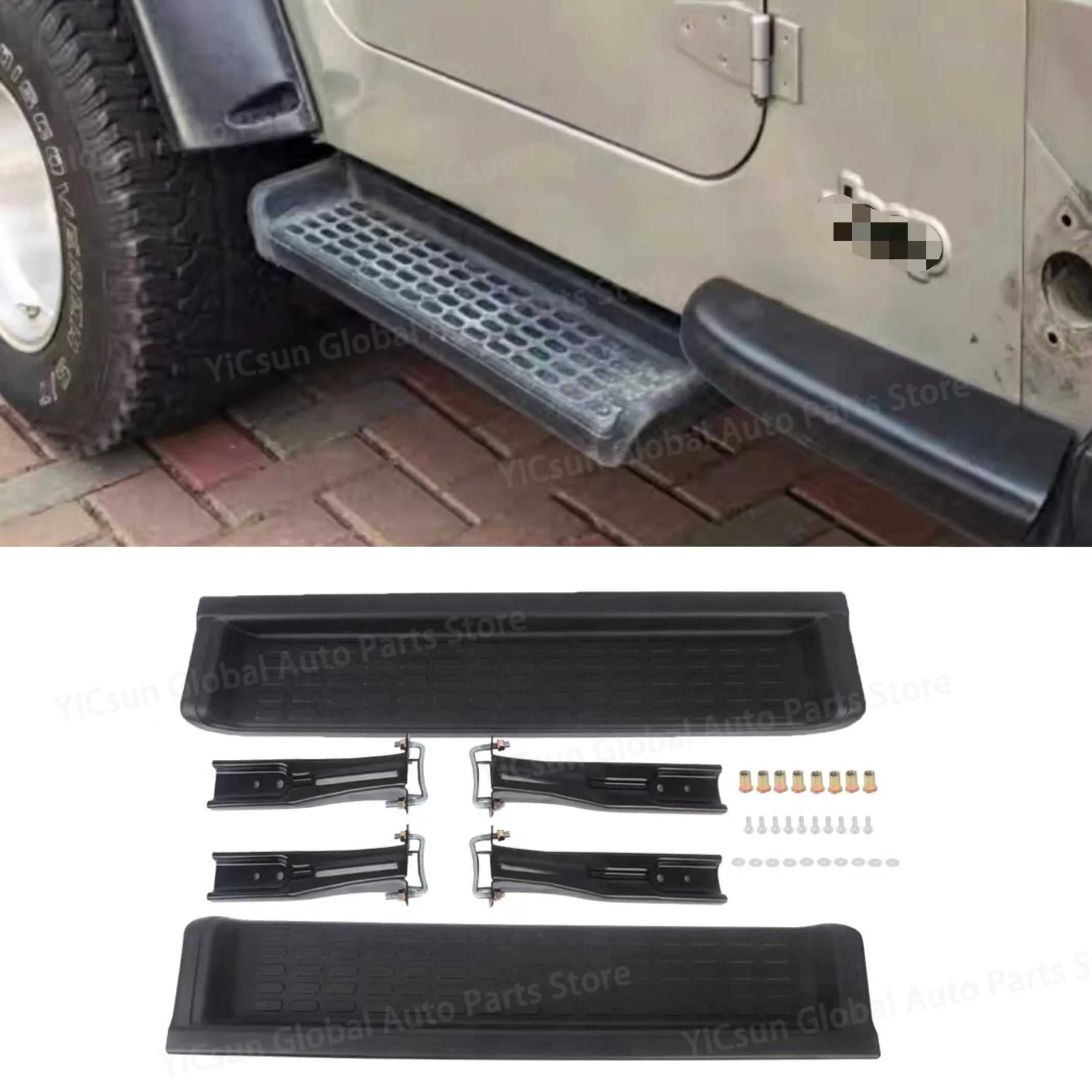 Estribos Nerf Barras Pasos laterales Rieles de paso para Jeep Wrangler TJ 2001 2002 2003 2004 2005 2006 2 puertas