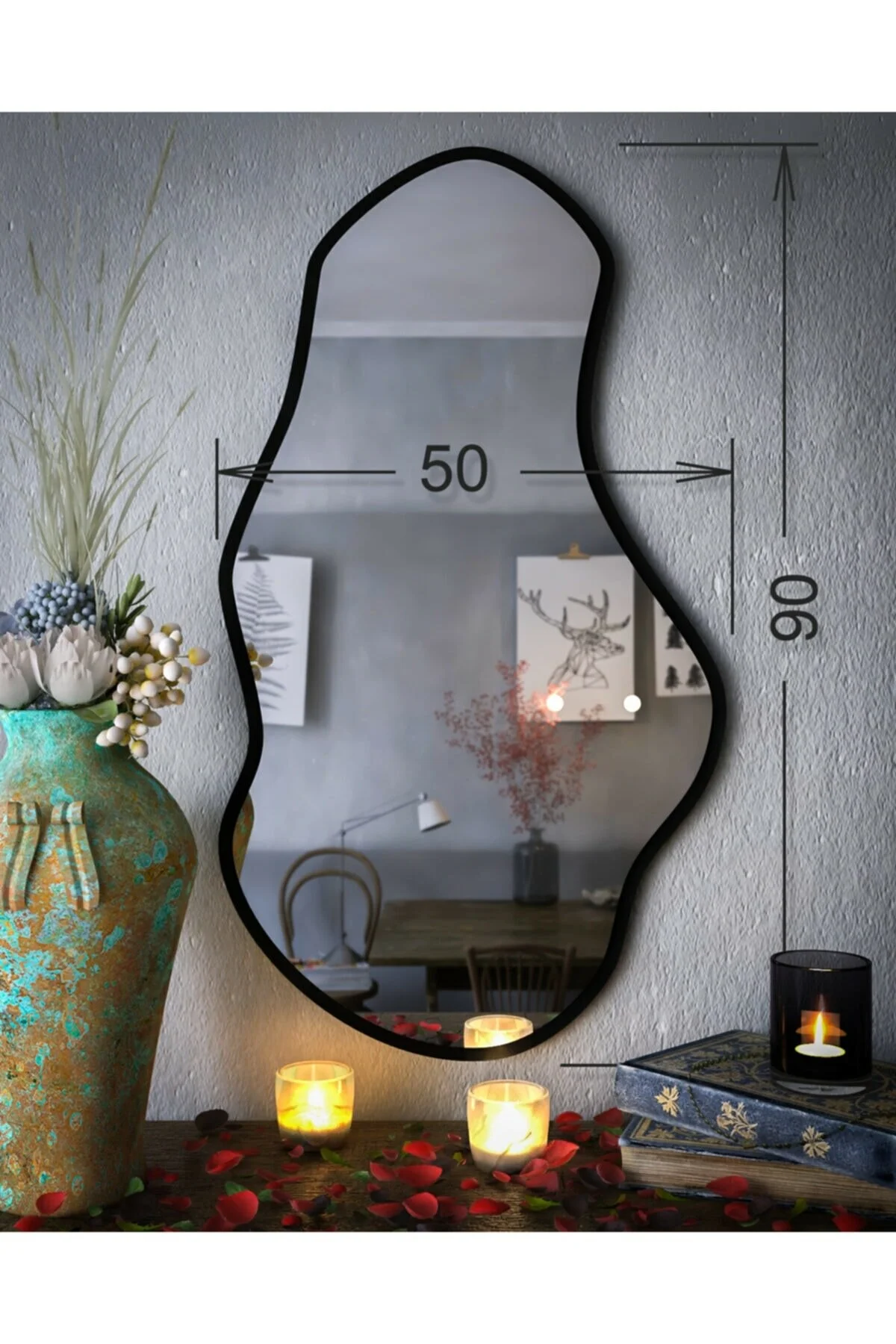 Custom Design Luxury Black Decorative Wall Mirror Home Decor Large Size Mirror Painting