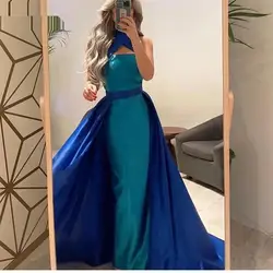 High Neck Sleeveless Elegant Mermaid Long Evening Dress Ankle Length Sweep Train Pleat Ruched Fashion Prom Gown New 2024S-218