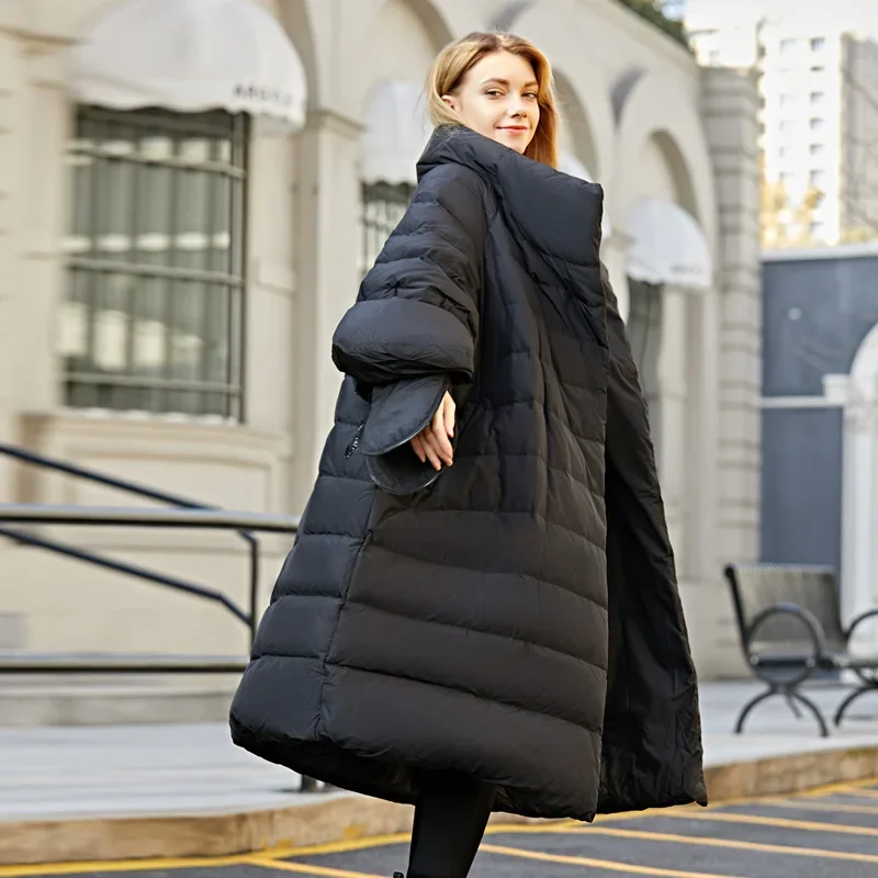 Oversize Winter Down Jacket Women with Gloves Long Korean Duck Down Coat Winter Puffy Jacket 2020 Casacas De Mujer 15799 KJ2742