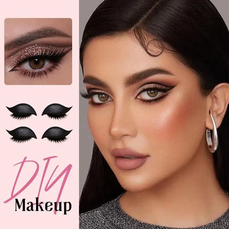 สีสันขี้เกียจขนตาสติกเกอร์,Reusable Lazy Eye Shadow Eyelash Patch,กันน้ําSelfกาวสติกเกอร์แต่งหน้าขนตาปลอม