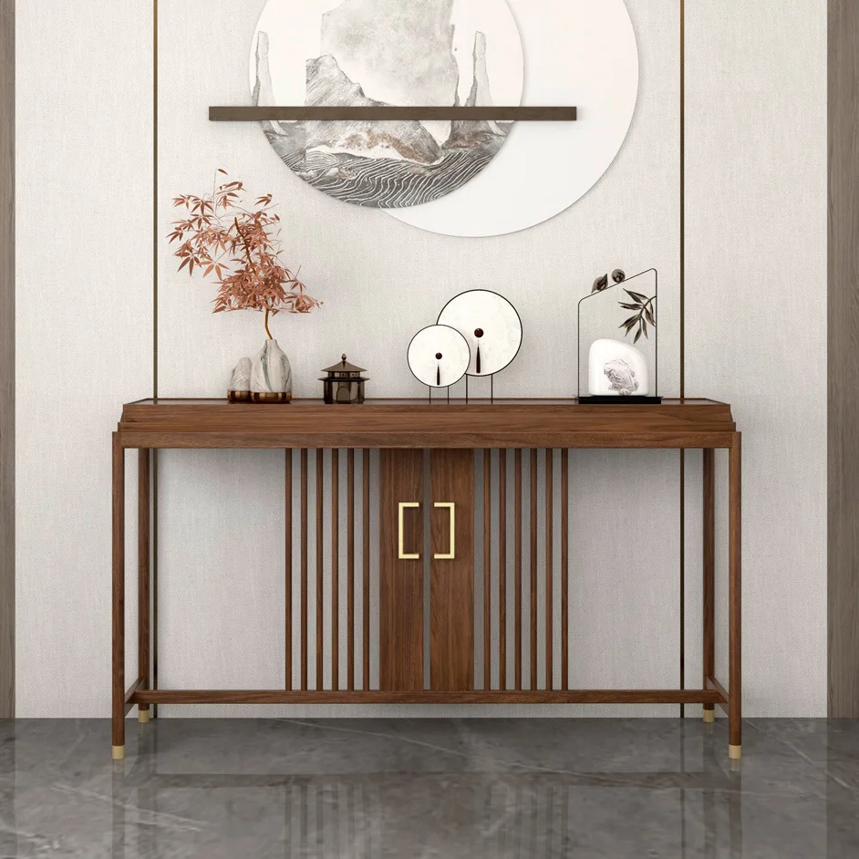 

New Chinese style entrance cabinet solid wood table, modern and simple Zen table