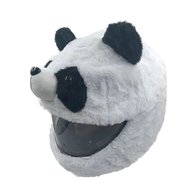 Panda Motorcycle Helmet Cover Funny Helmet Riding Protective Cover Cartoon Plush Helmet Cap Stitching Head Cover decoration