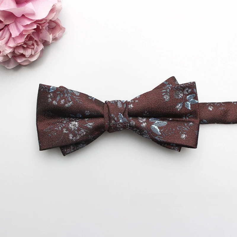 Fashion Polyester Silk Flat Head Bow Tie Men's French Groom Host Shirt Suit High-end Versatile Clothing Accessories Adjustable