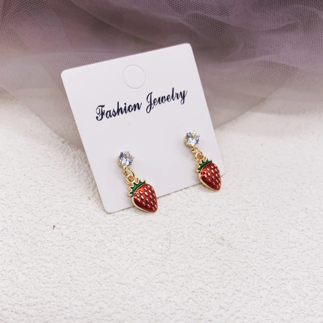 Pendientes creativos de cereza de fresa roja, joyería de moda, venta al por mayor