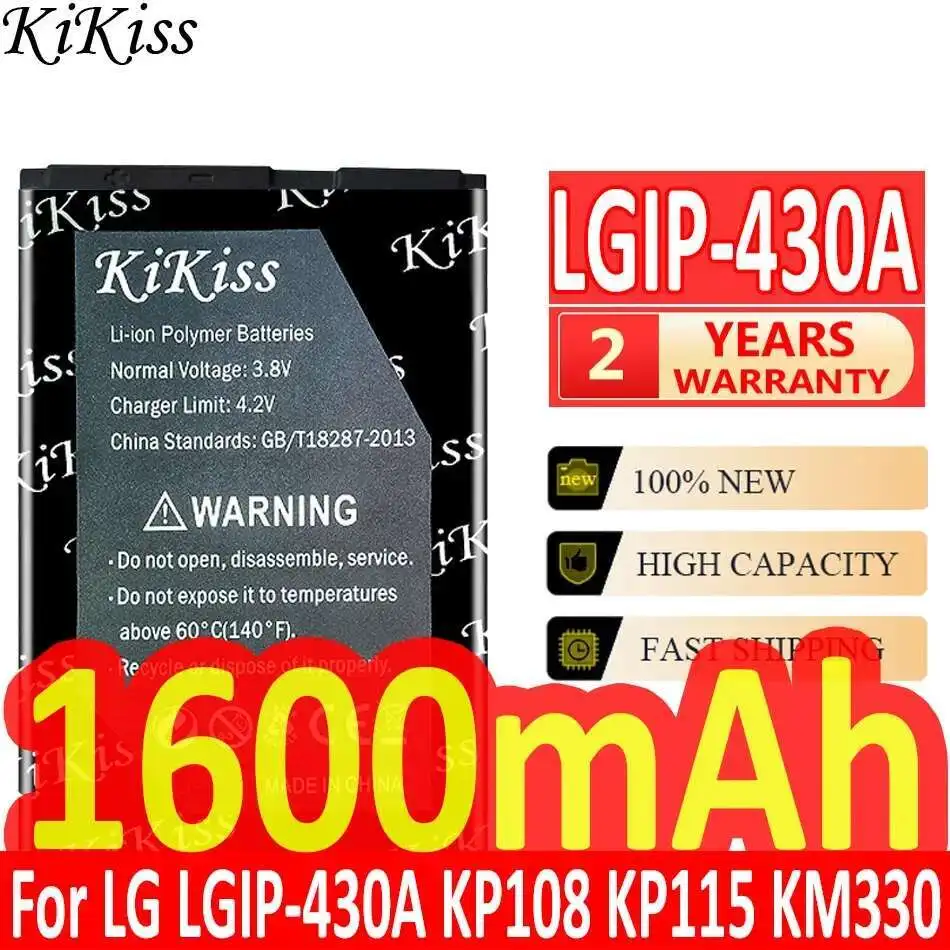 

Safe 1600Mah Mobile Phone Battery For LG KP108 KP115 KM330 KD876 Lgip-430A