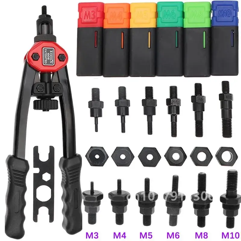 150Pcs Box Flat Head Riveter Nut Gun BT605 Blind Heavy Hand Inser Rivet Nut Tool Manual Riveter Hand Tools DIY M3/4/5/6/8/10