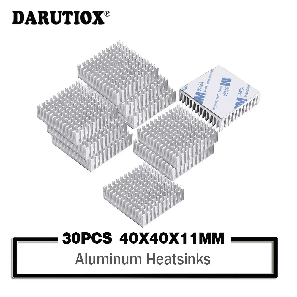 

30Pcs DARUTIOX 40mm Silver heatsink 40 x 40 x 10mm 11mm Aluminum CPU CPU Card Cooling Cooler Heat Sink Heatsink