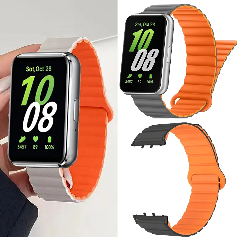 For Samsung Galaxy Fit 3 Silicone Strap Contrast Color Bracelet For Samsung Galaxy Fit 3 SM-R390 Sport Magnetic Watchband Correa