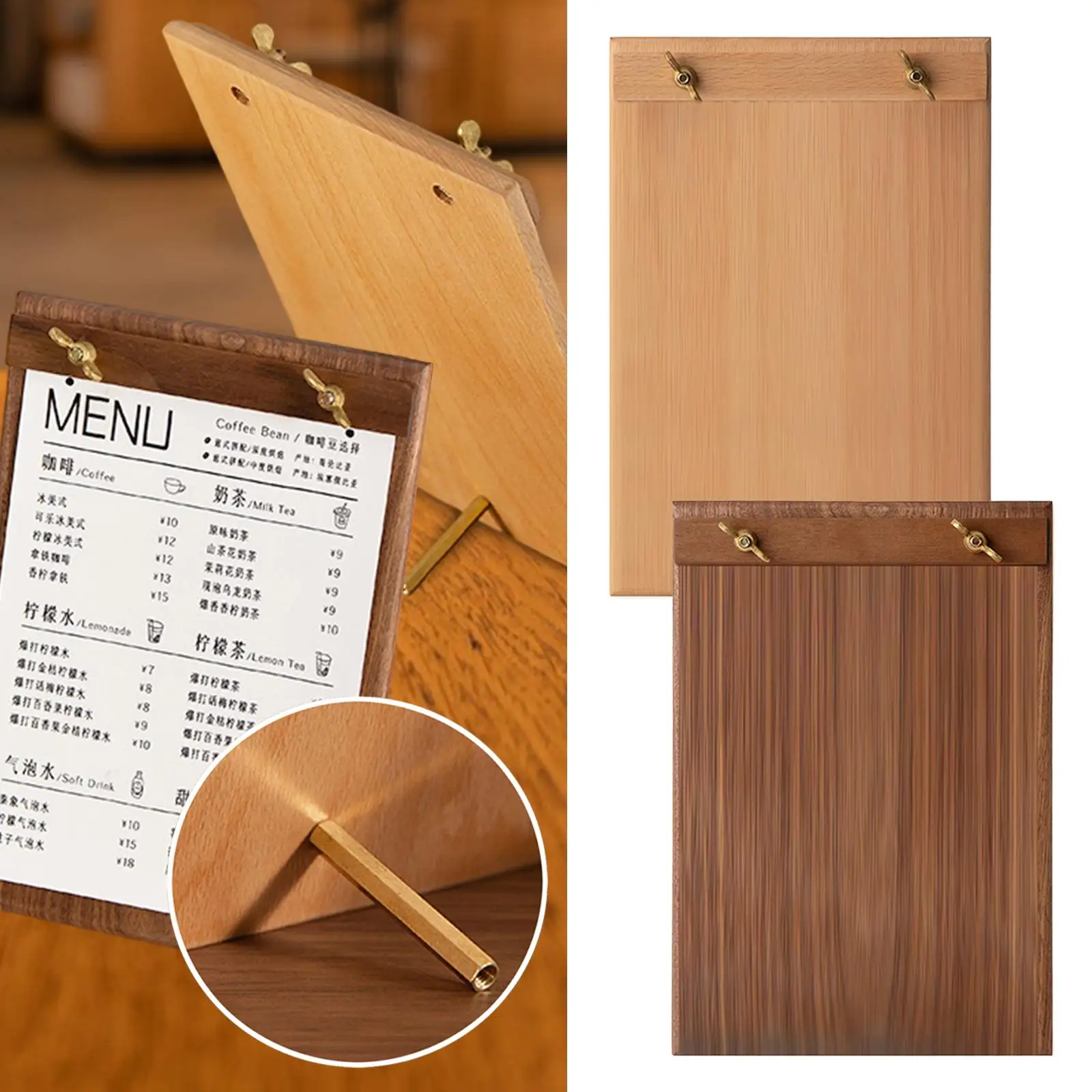 Detachable Wooden Menu Holder Shelf for A5 Flyer Display Frame T Shaped Vertical Table Card Stand