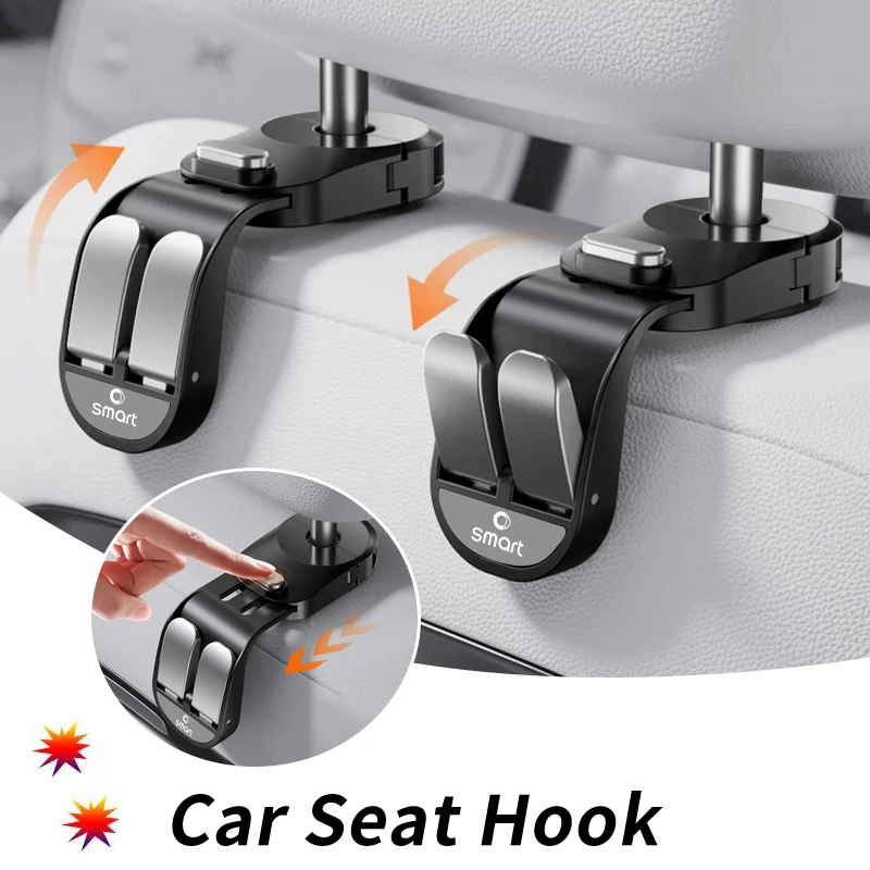 Car Seatback Hook Headrest Hanger Trunk Storage Holder Clip Accessories For Smart Fortwo 451 450 453 Forfour EQ Cabrio Crossblad