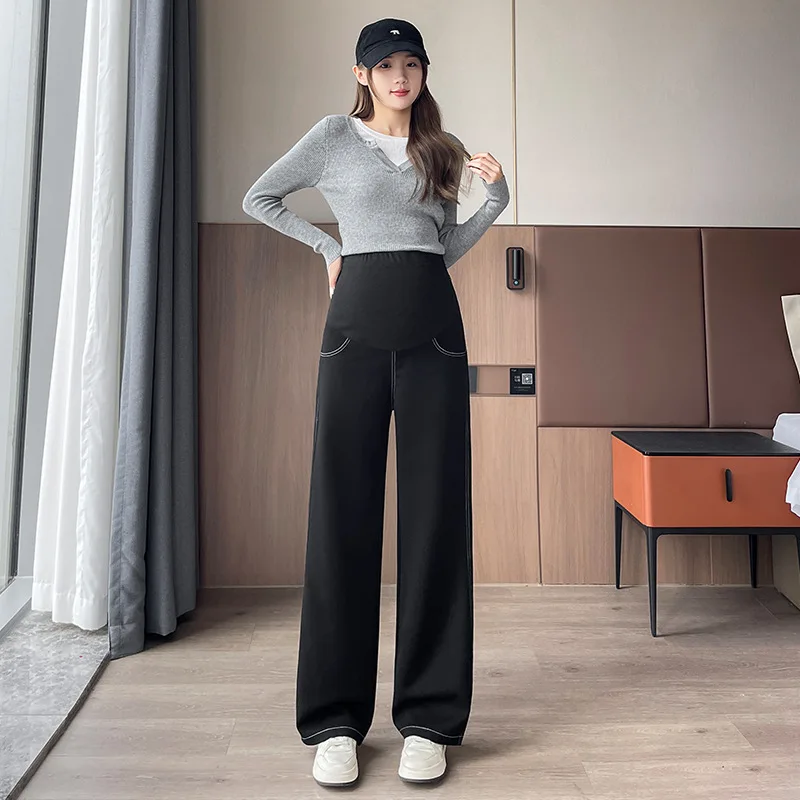 حجم كبير النساء الحوامل السراويل الطويلة فضفاضة الحمل السراويل لينة الهراء نسيج القطن الأمومة صالة ارتداء بنطال رياضي #3