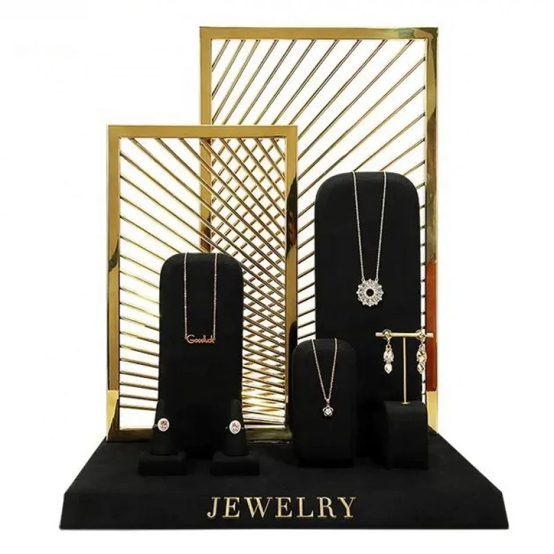 

Custom. VANLOCY High-end Window Jewelry Display Counter Props Black Microfiber Jewelry Props set neck fashion jewelry display st