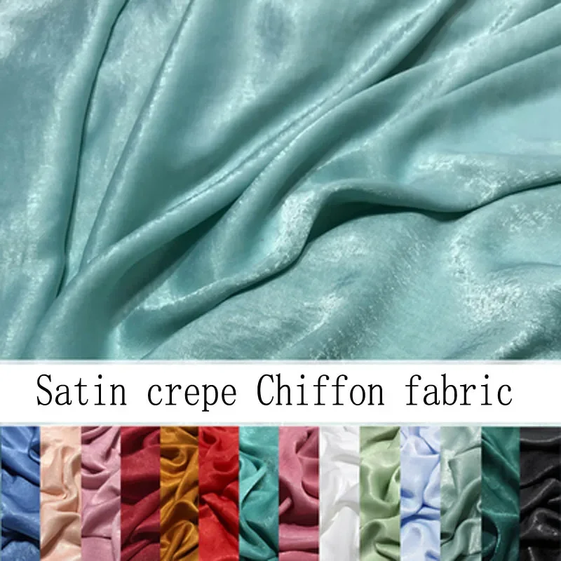 Satin Crepe Chiffon Fabric Fluorescent Satin Glazed Brocade High-grade Impermeable Chiffon Dress