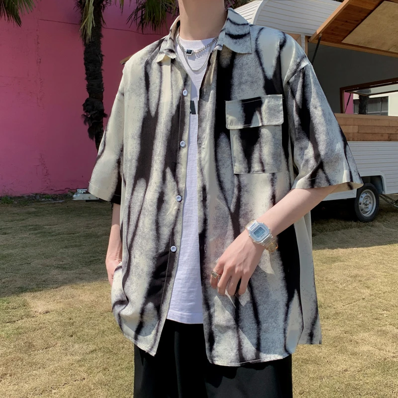 

Мужская повседневная футболка оверсайз с принтом тай-дай, летняя трендовая модель, уличный стиль, Гонконг, Sle Haome