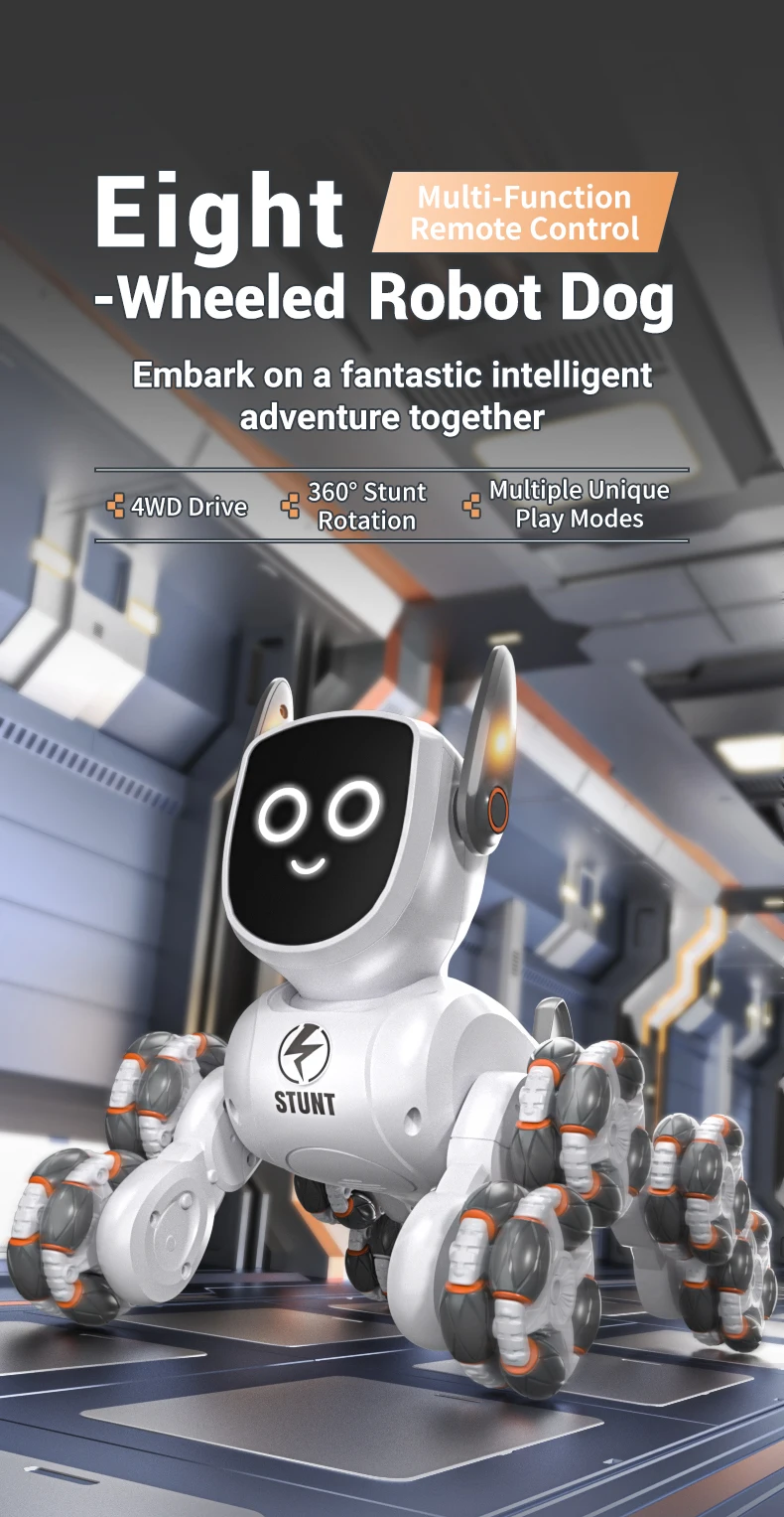 JHD For 2025 New JJRC Q193 Robot Dog Intelligent Gesture Sensing RC Robot Eight Wheel Educational Remote Control Q193 Robot
