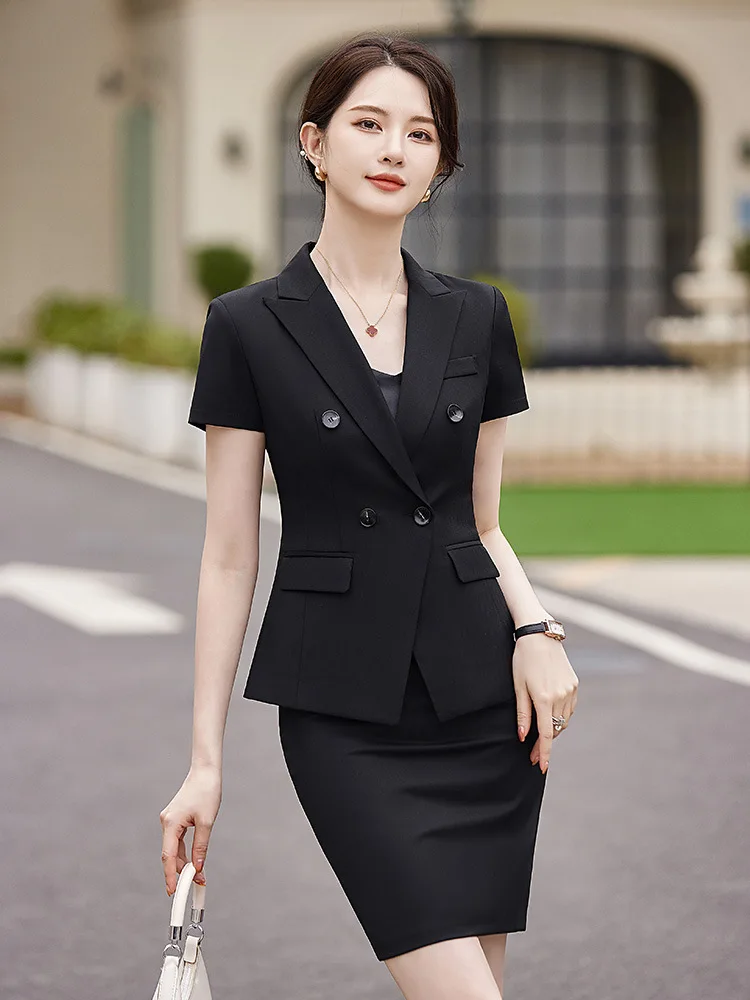 

Black Business Suit Thin Fashion Temperament Goddess Style Sales Department Beauty Salon Reception Work Clothes Summer