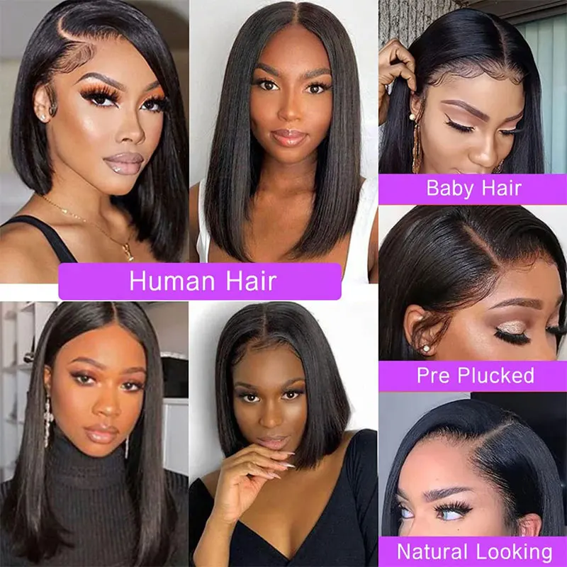 Short Bob Wig Lace Front Human Hair Wigs For Women Pre Plucked Bone Straight Lace Front Wig 4x4 Brazilian Hair Lace Frontal Wigs