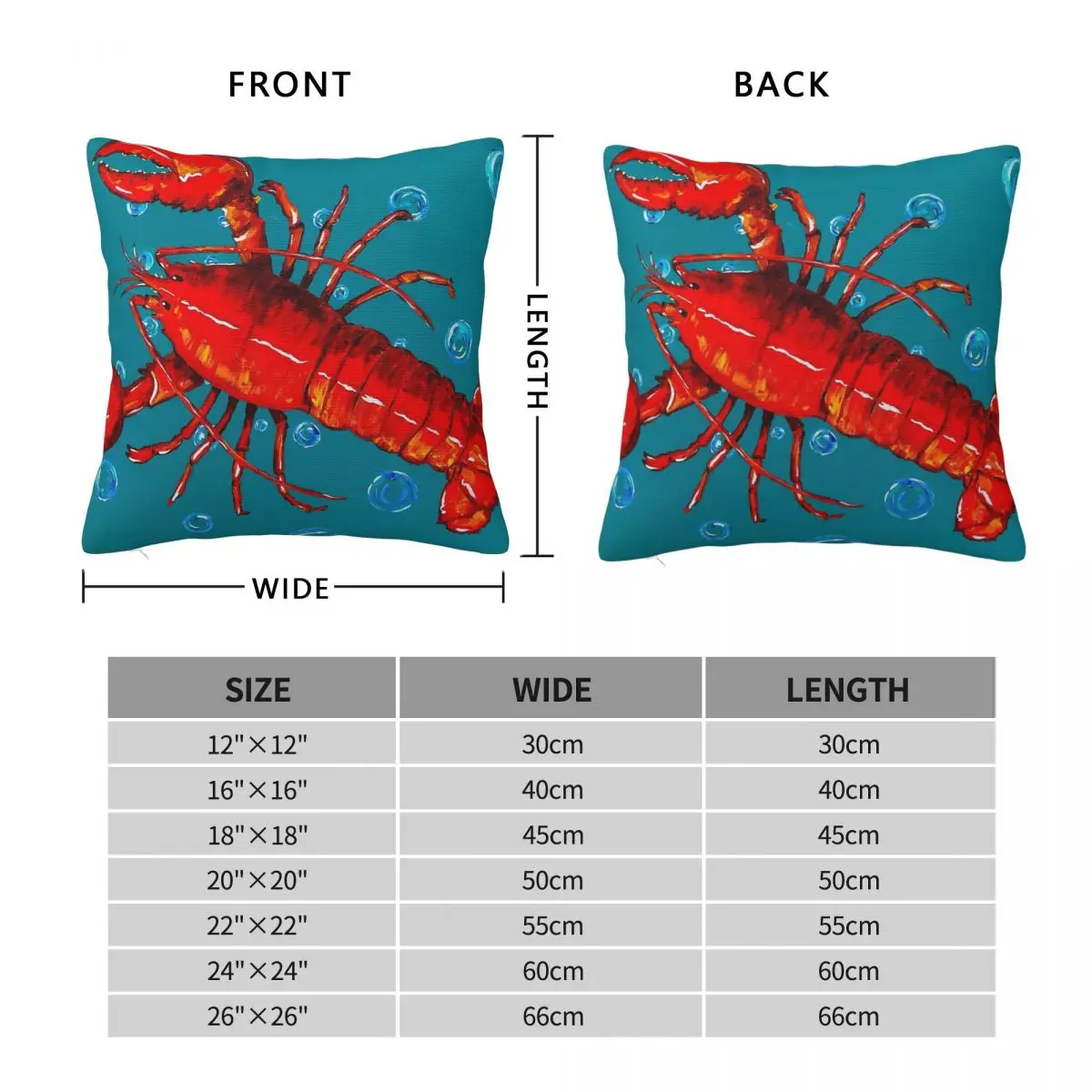 Lennie The Red Lobster Square Pillowcase Polyester Linen Velvet Pattern Zip Decor Throw Pillow Case Sofa Seater Cushion Case