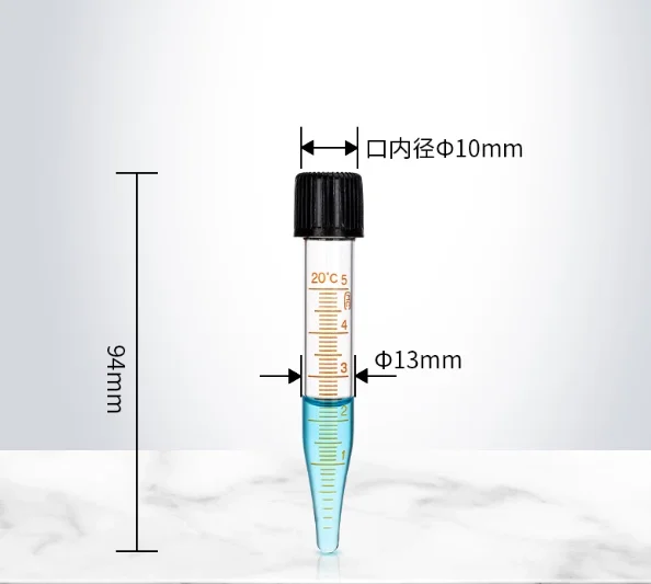

5pcs Glass Screw Tip Bottom Test Tube with Graduated Scale 5ml 10ml 15ml 20ml 25ml 30ml 50ml