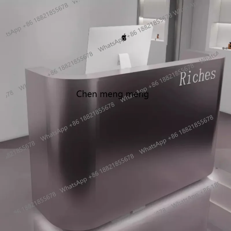 متجر لبيع الملابس طاولة بار من الفولاذ المقاوم للصدأ صفحة الخروج متجر حلاقة بسيط صالون تجميل مكتب الاستقبال