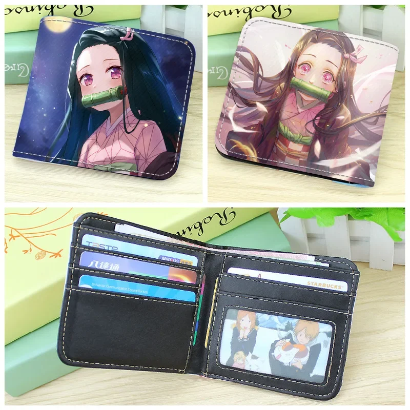 Demon Slayer Wallets Anime Figure Peripheral Tanjirou Zenitsu Nezuko Shinobu Coin Purse Kimetsu No Yaiba Zipper Money Clip Bag