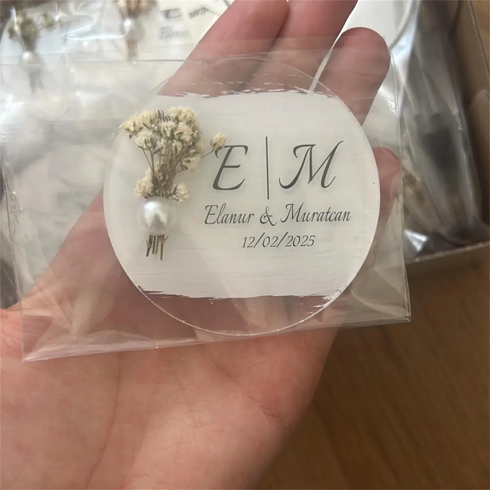 Personalized Epoxy Magnet Favor Wedding, Save The Date Epoxy Magnet Favors, Wedding Favor for Guest, Engagement Epoxy Magnet Fav - view 4
