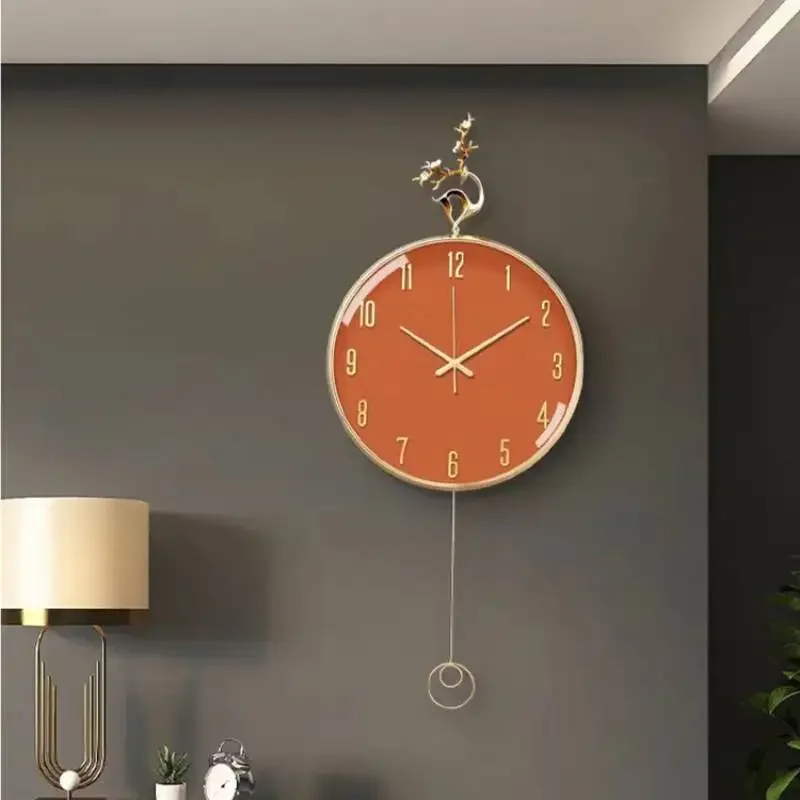 

Premium Unique Wall Clocks Orange Glass Pendulum Living Room Wall Clocks House Design Modern Wanduhren Ornaments For Home Decor