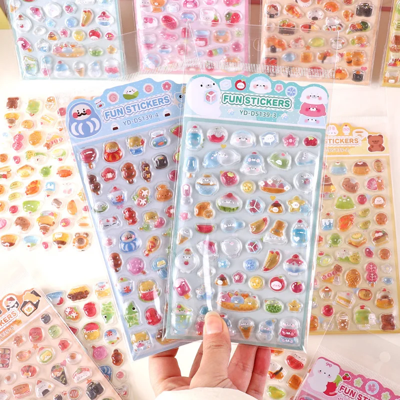 1Pc Japanese Cartoon 3D Three-dimensional Relief Crystal Sticker Toy Cute Phone Case Decoration DIY Sticker