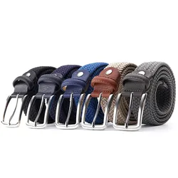 Cinturón elástico tejido para hombre y niña, 2024 CM de ancho, azul, negro, marrón, regalo de lujo, accesorios para vaqueros a juego, 90CM-3,3 CM, 135