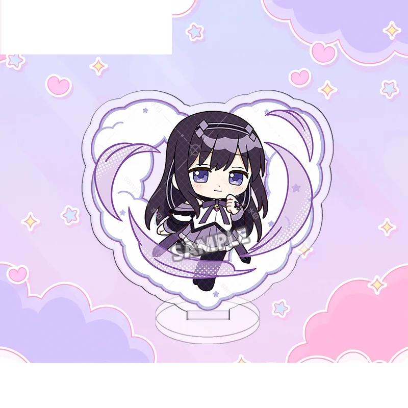 Anime Puella Magi Madoka Magica Homura Akemi Heart Shape Q-Style Acrylic Stand Model Plate Keychains Desk Decor