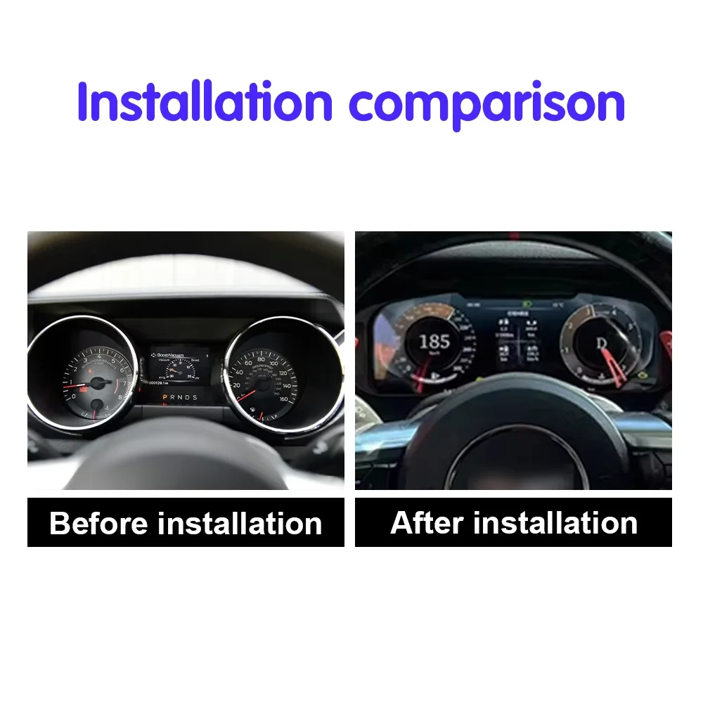 For Ford Mustang 2015 - 2023 Android Car Digital Cluster LCD Dashboard Instrument Virtual Cockpit Panel Speedometer Unit Screen