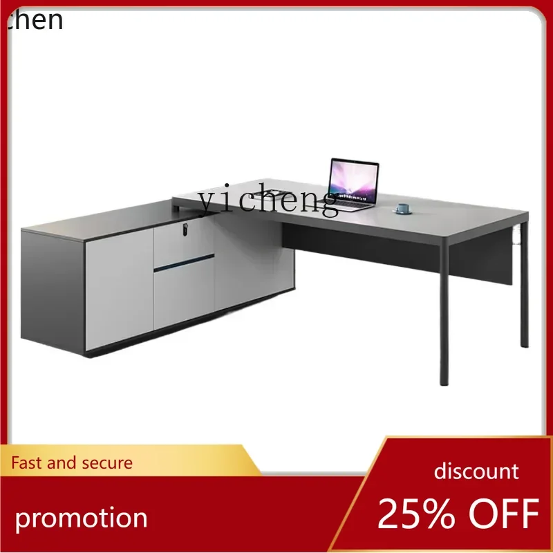 

ZML простой стол и стул, комбинация большого стола, стол босса, элитная офисная мебель