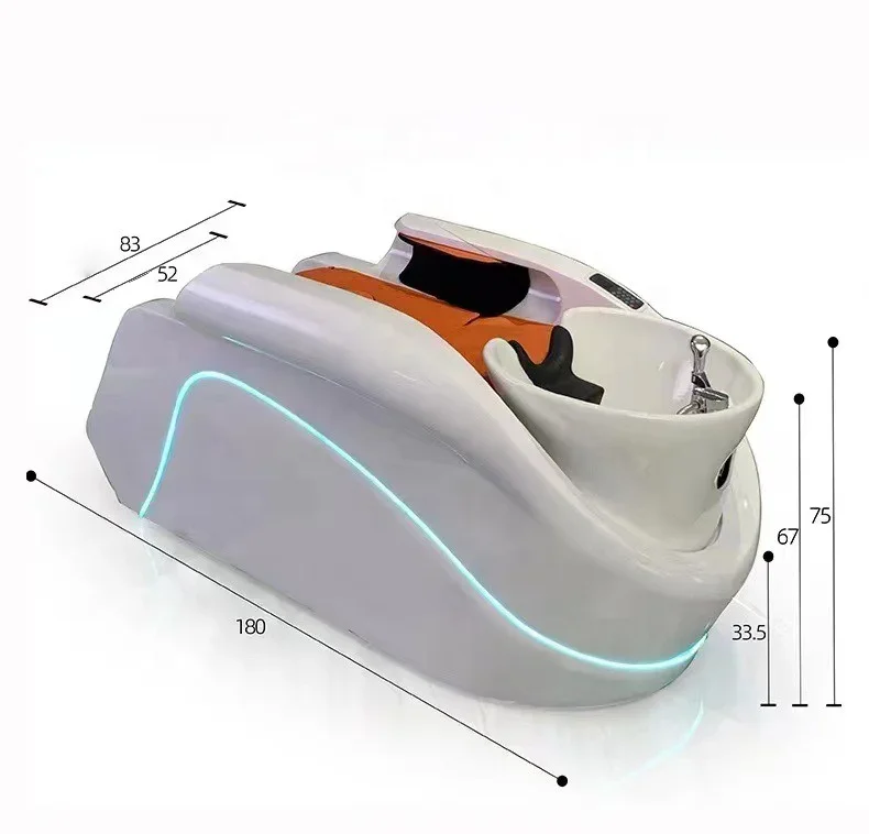 2026 Hot Sale Barbershop Salon Furniture Best Electric Massage Bed White Diamond Shampoo Chair With Station