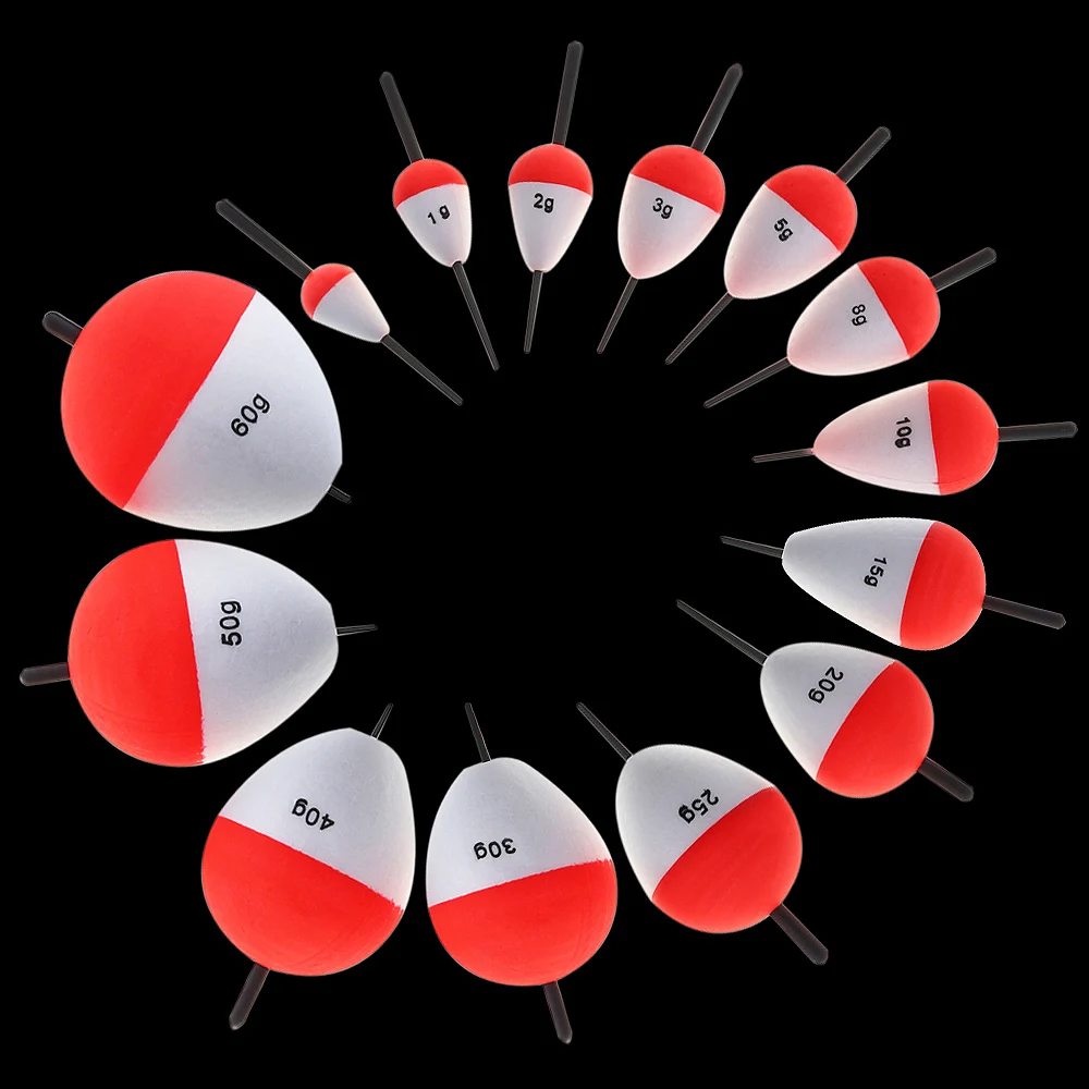 

14pcs 14pcs EPS Foam Hard Fishing Floats Ball with Bobber Buoys and Vertical Float for Sea Fishing Fish Accessories Tools