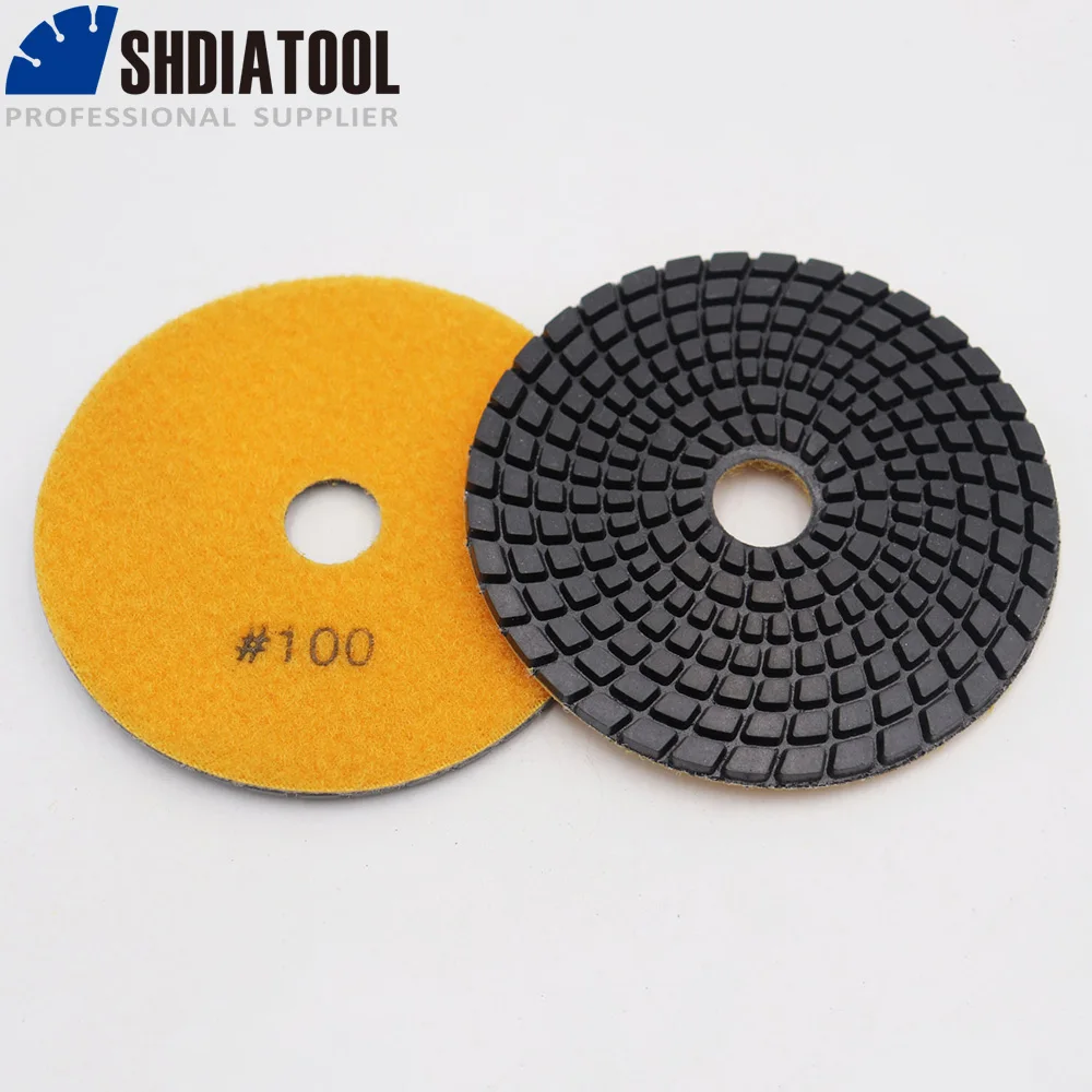 SHDIATOOL 5 pezzi 4 "#100 tamponi per lucidatura flessibili diamantati professionali per dischi abrasivi in marmo per piastrelle di ceramica Terrazzo abrasivo a umido