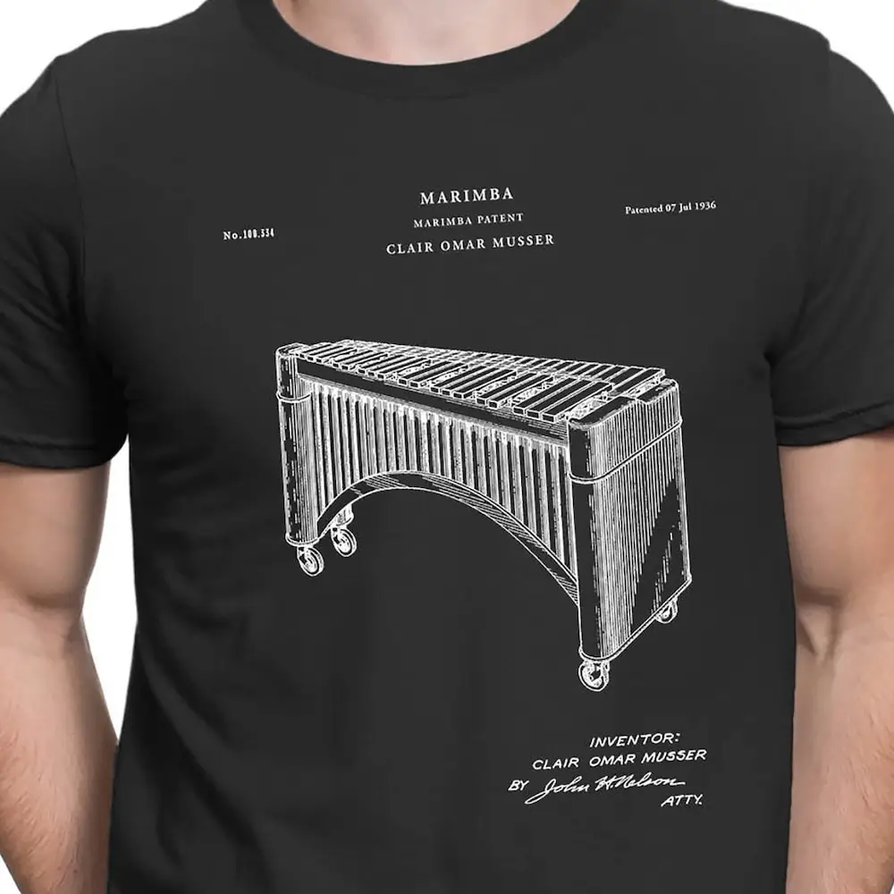 Marimba Patent T Shirt Music Percussion Band Director Musician Patentprints Pt101