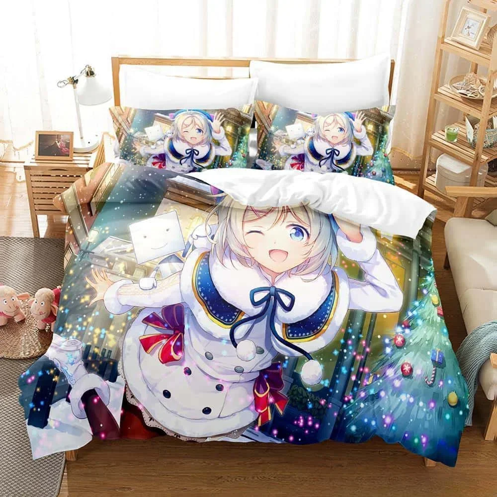 

3d Print Anime Kawaii Girls Uruha Rushia Bedding Set Single Twin Full Queen King Size Bed Set Adult Kid Bedroom Duvet cover Sets