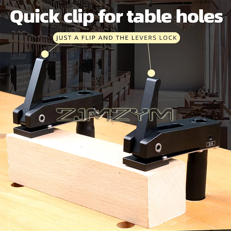 1Pcs Workbench Dog Holes Quick Acting Hold Down Clamp Desktop Clip Fast Fixed Clip for Woodworking Benches 19/20MM Hole Tool