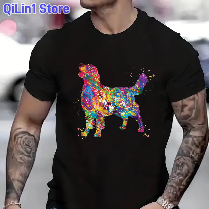 Watercolor Labrador Dog Animal Print T-Shirt Men\'S Clothing 2024 Funny Tshirt Homme Harajuku Kawaii Clothes T Shirt Hombre