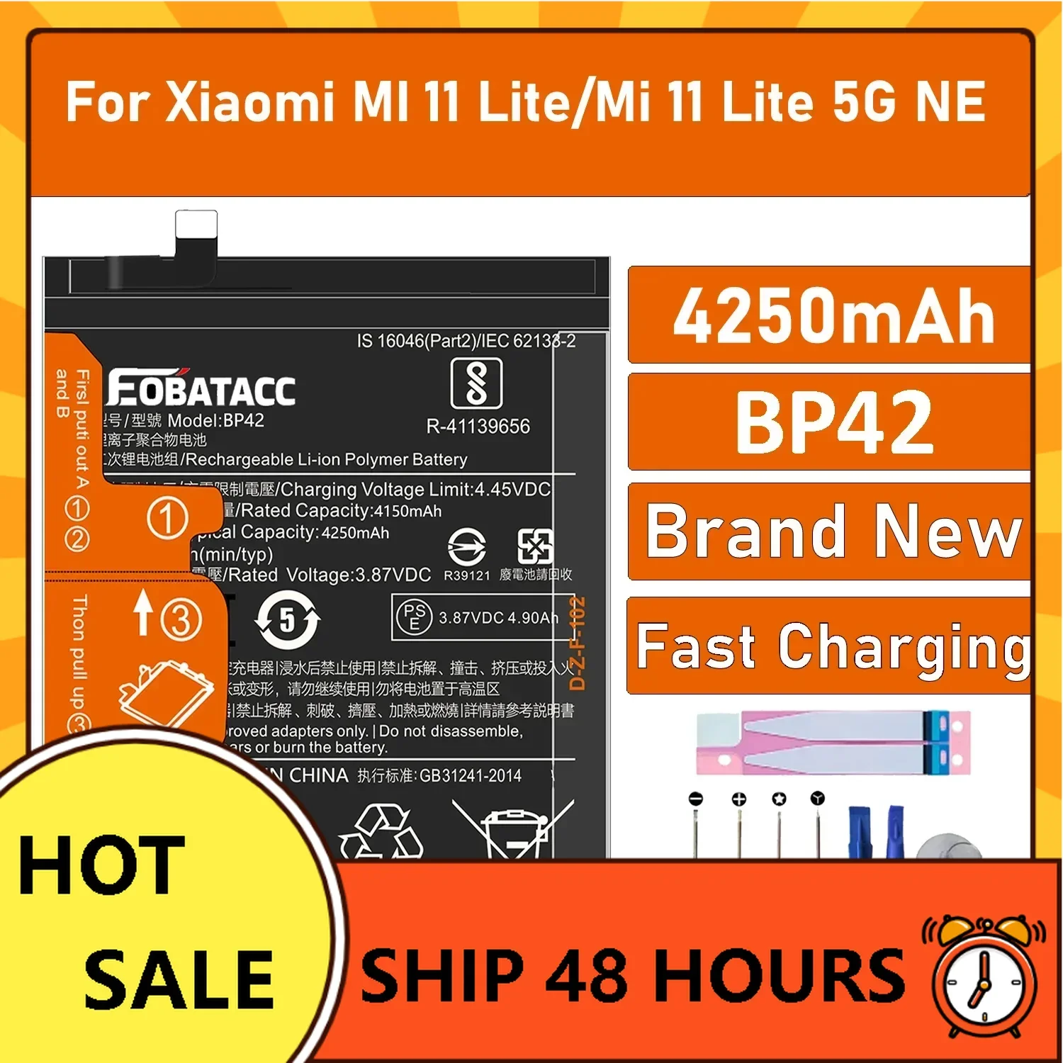 

2025 YEARS 100% New Original Battery BP42 For XIAOMI 11 Lite/Mi 11 Lite 5G NE (2109119DG) Battery +Tools