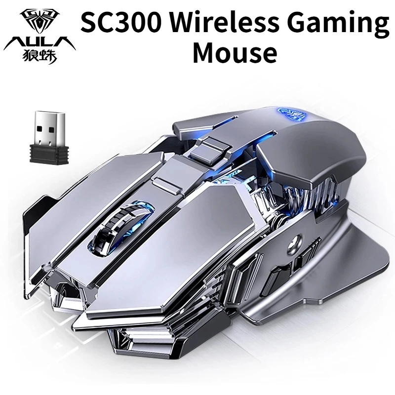 SC300 Wireless Mouse Rechargeable Silent Notebook Desktop Computer Mechanical E-sports Game Home With 4 Color Cool Lights