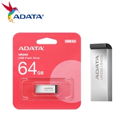 ADATA USB 3.2 Flash Drive UR350 Metal Pen Drive 32GB 64GB 128GB 256GB Storage Flash U Disk Memory Stick for Computer