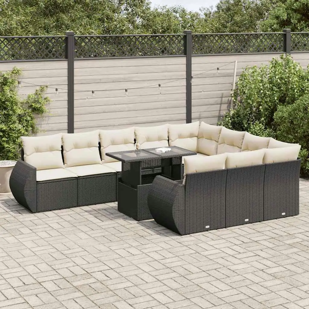 

Stylish Black Garden Sofa Set Outdoor Furniture Cushions Comfort Modern Design Relaxing Seating
