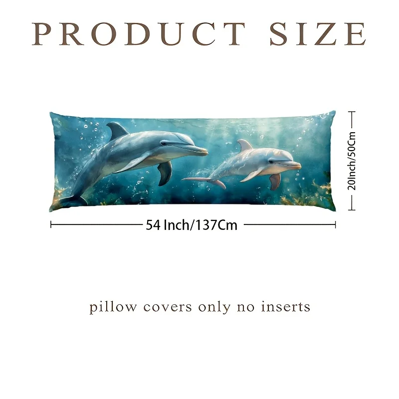 Decorative Short Plush Pillowcase, Cm, Double-Sided Dolphin Print, Sofa And Bedroom Zippered Waist Pad Cover, Insert Not Include