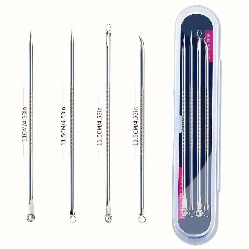4 stks/8 stks/set Facial Pore Cleaner Lepel Mee-eter Comedo Acne Puistje Comedondrukker Tool Naalden Voor Gezicht huidverzorging Tool