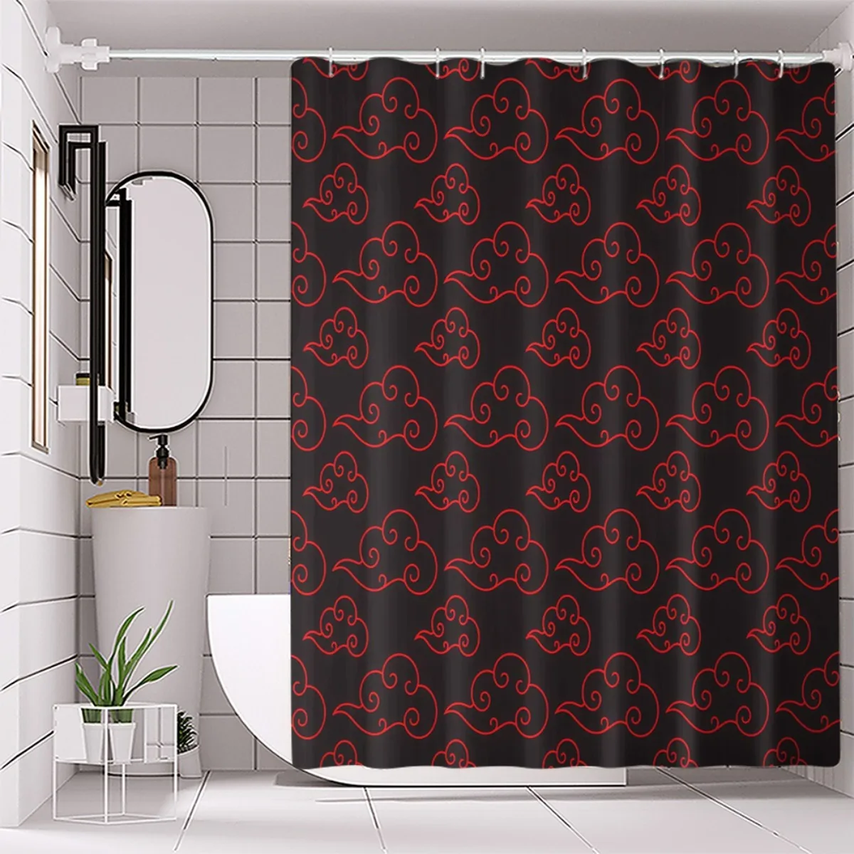 

Занавеска для душа с рисунком красного облака, моющаяся грязеотталкивающая насадка для душа, водонепроницаемая полиэстеровая занавеска для ванны для домашнего декора