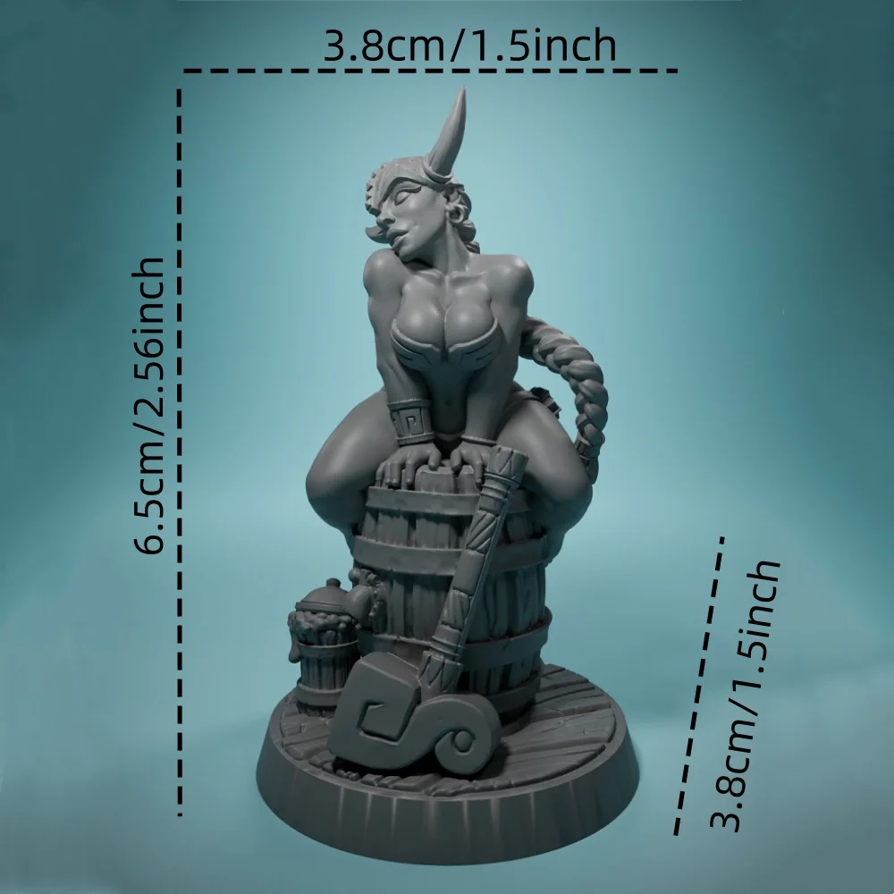 3D Game Character Miniatures Runa-Dwarven Beauty With Braided Hair,Tabletop Role Playing Game Toys 3D Unpainted Female Dwarven