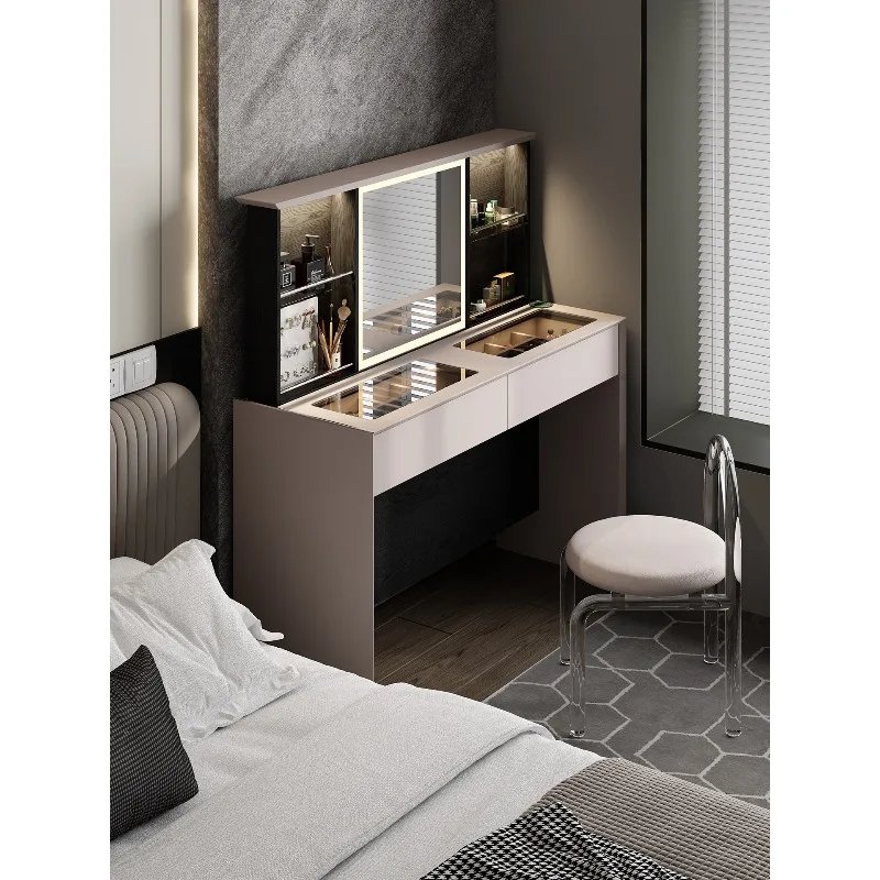 

Italian minimalist electric intelligent lifting dresser light luxury solid wood small desk high paper makeup table